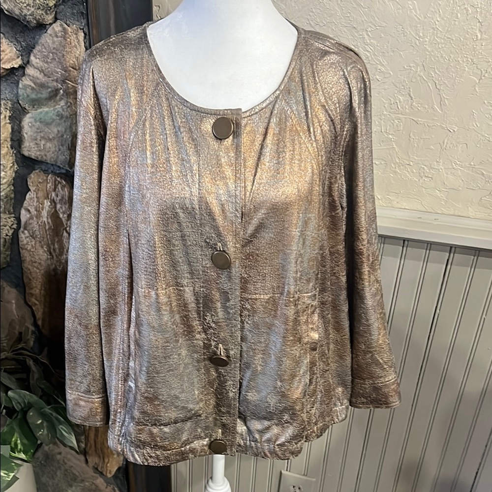 Ruby Rd. Silver Buttoned Relaxed Jacket - image 1